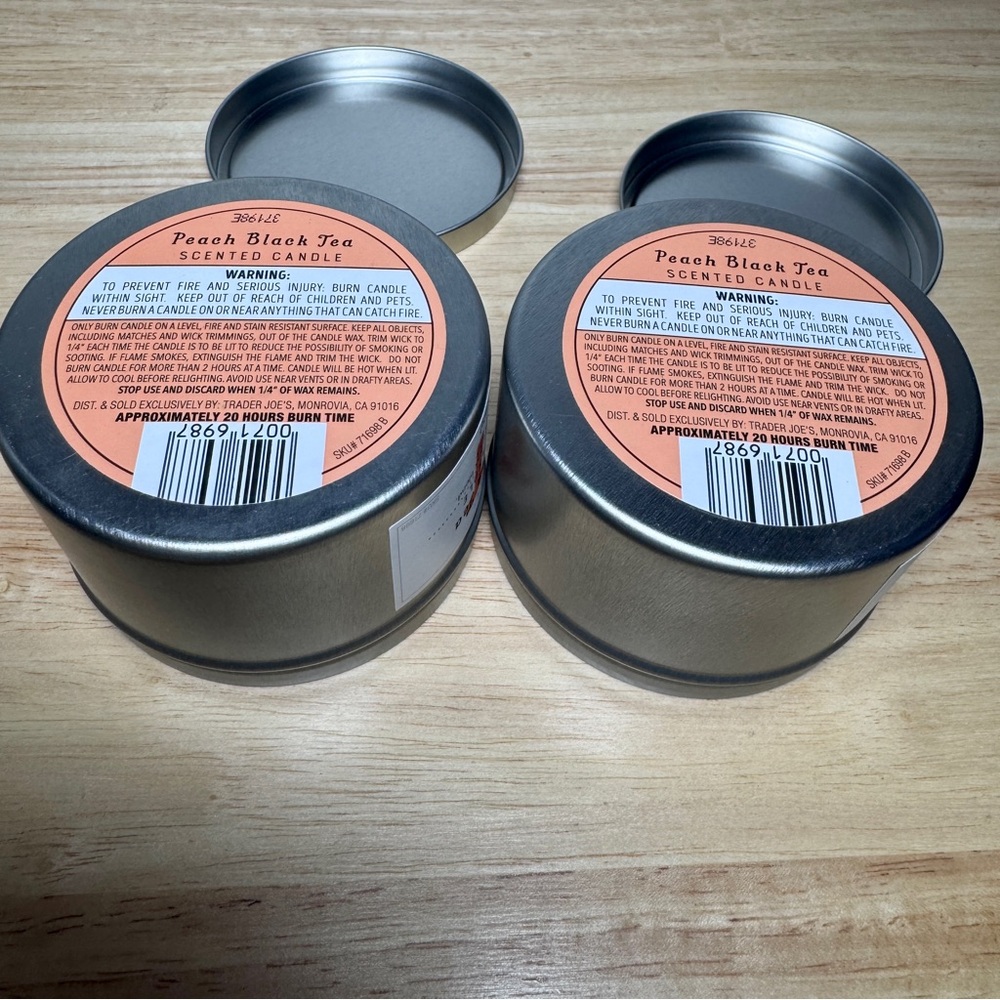 4x Trader Joe's 🍑 Peach Black Tea Scented Candle - Picture 3 of 3